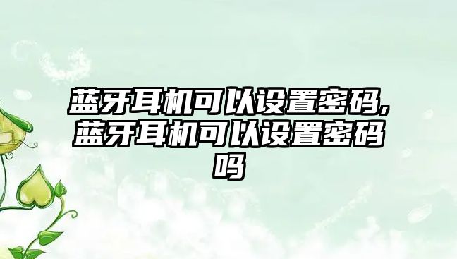 藍牙耳機可以設置密碼,藍牙耳機可以設置密碼嗎