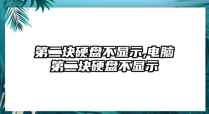 第二塊硬盤(pán)不顯示,電腦第二塊硬盤(pán)不顯示